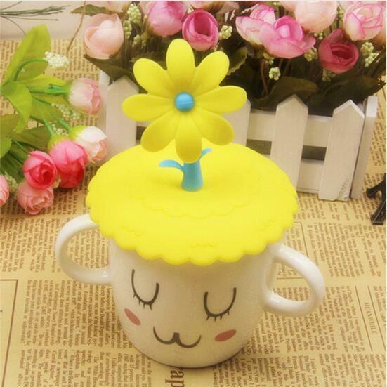 Cup Cover Lovely Anti-dust Silicone Saplings Coffee Kids Cup Cap Airtight Spoon