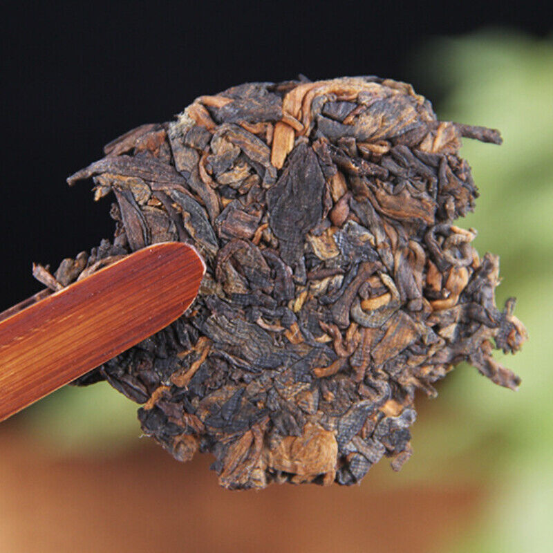 HelloYoung Yunnan Organic Ripe Puer Tea Ancient Tree Puer Black Tea Pressed Tea Cake100g
