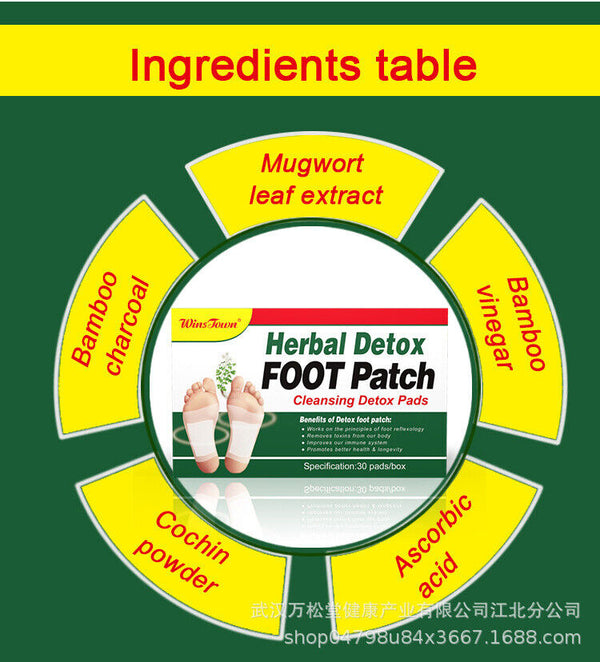 Detox Slimming Wormwood Bamboo Charcoal Foot Patch Herbal Detox Foot Patch 30pad