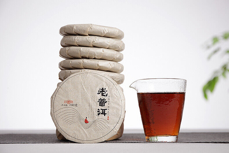 HelloYoung 100g Yunnan Pu'er Tea Menghai Ripe Tea Old Pu'er Jiao Mu Ripe Tea Cake