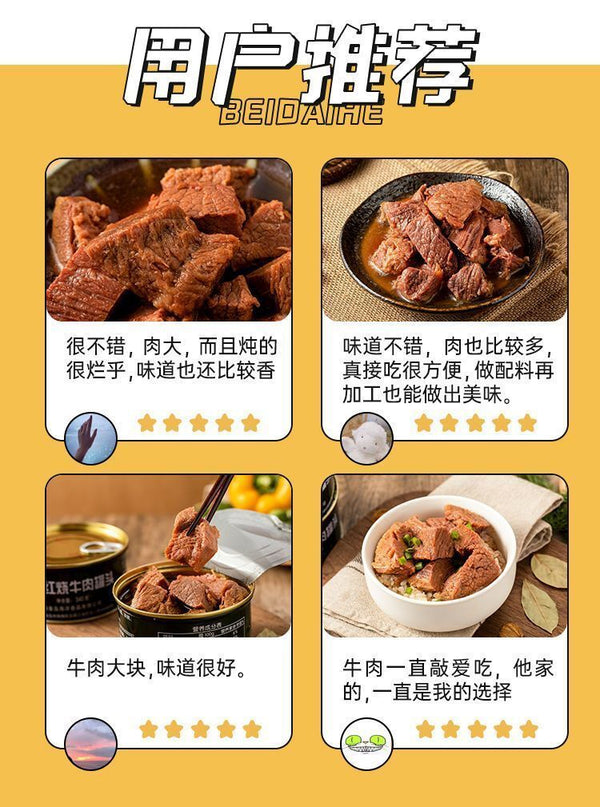 300g Convenient Meal Braised Beef Canned Ready-to-Eat Pure Beef Meat