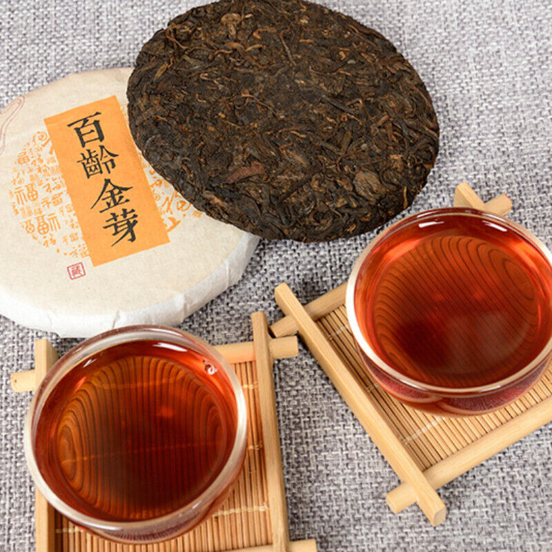 cooked tea cake Bailing Golden Bud cooked cake 100g Natural Pu-Erh Tea