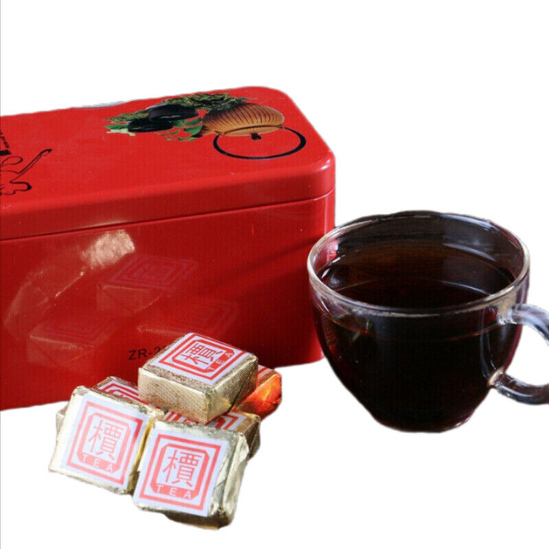 250g/8.8oz Pu-Erh Small Square Brick Pu'er Tea In Iron Box Health Care Black Tea Main image