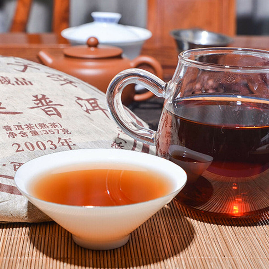 HelloYoung 357g Top Grade Ripe Pu erh Tea Yunnan Palace Tea Collection Puer Cooked Tea Cake