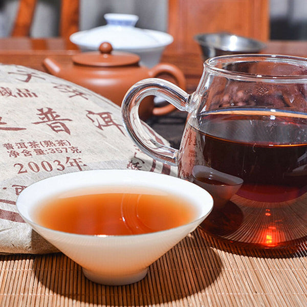 HelloYoung 357g Top Grade Ripe Pu erh Tea Yunnan Palace Tea Collection Puer Cooked Tea Cake