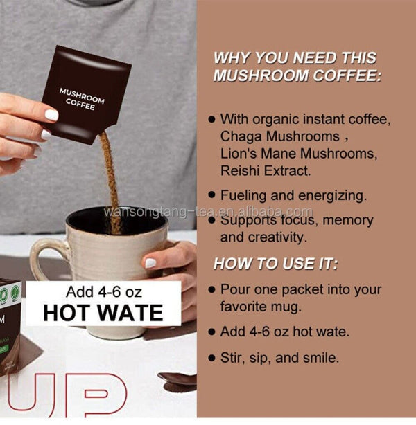 Weight Loss Coffee Powder Mushroom Coffee Drink Healthy Slimming Beverage