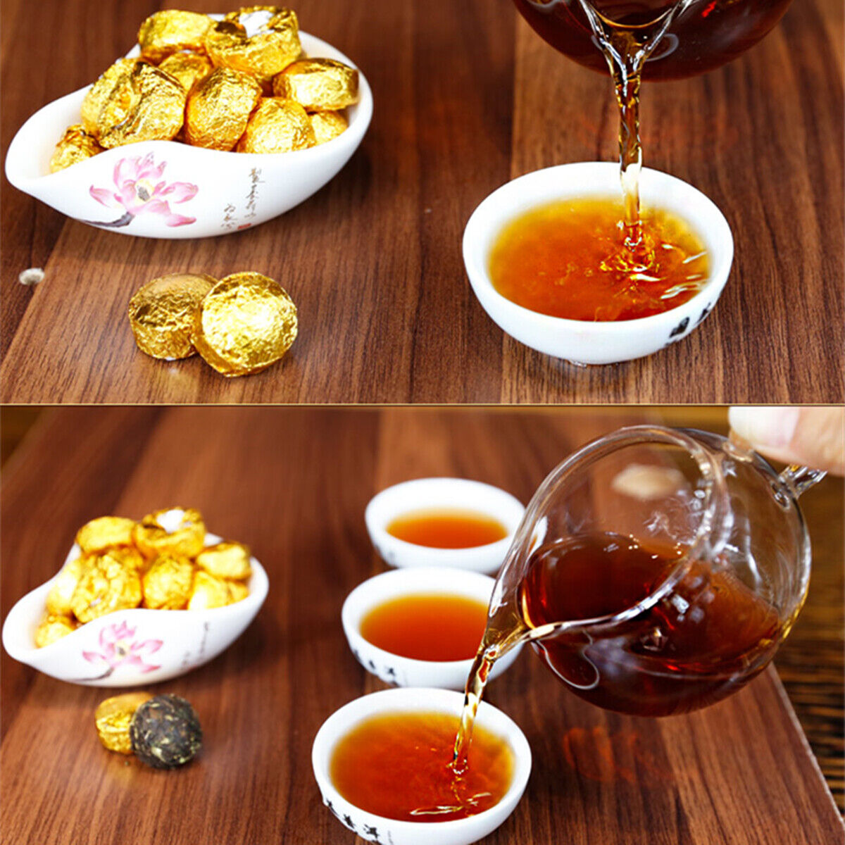 HelloYoung Pu'er Black Tea Health  Mini Tea Cake Pu-Erh Ripe Tuocha Golden Bag 200g