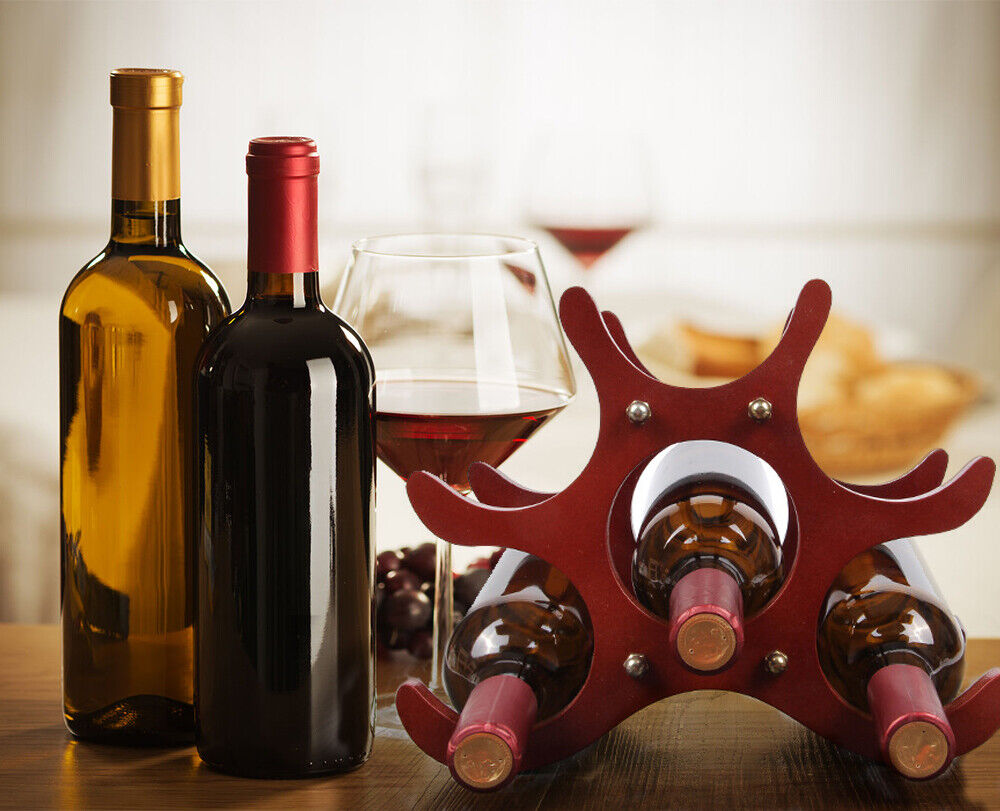 6 Bottle Display Wooden Wine Rack Wine Holders Storage Racks Display Stand  Bar
