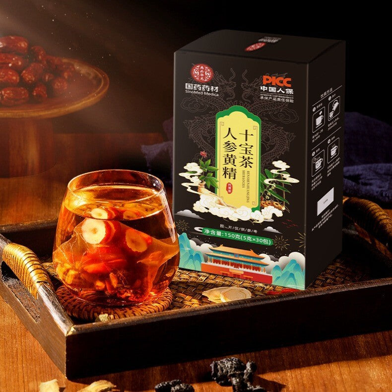 Men's Health Tea for Replenishing Energy Ginseng Huangjing Ten Treasures Tea