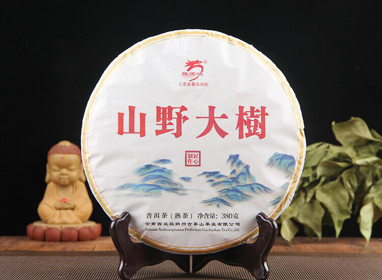 HelloYoung Long Yuan No. Pu'er Ripe Tea Cake Ancient Tree Yunnan Seven Seeds Cake 380g/cake