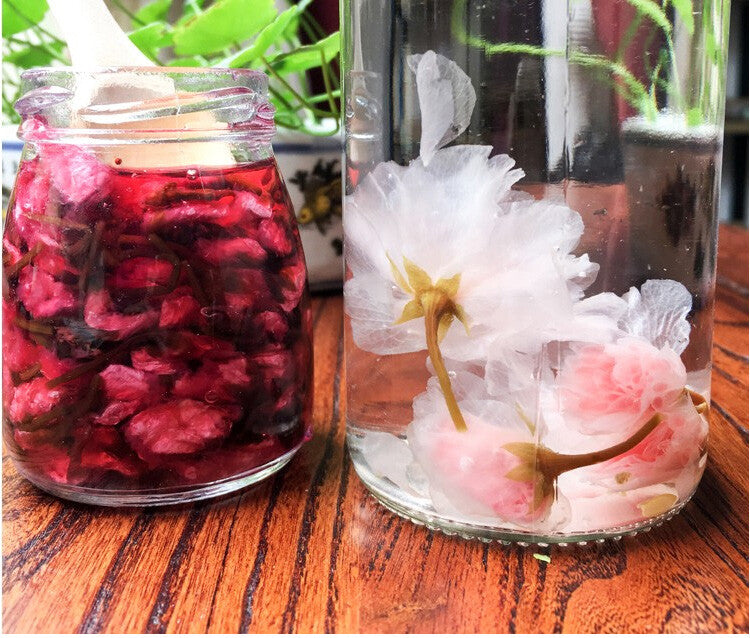 Japanese Salted Sakura Tea Pink Cherry Blossoms Traditional Preserved Flower Tea