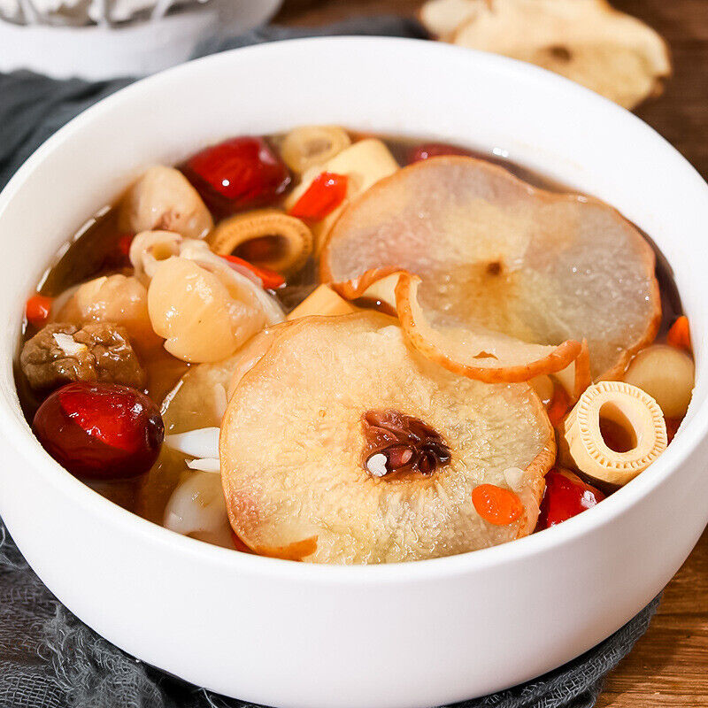 Pear Soup Healthy Drink Dried Pear Red Dates Fresh Lily Wolfberry Cinnamon Rock