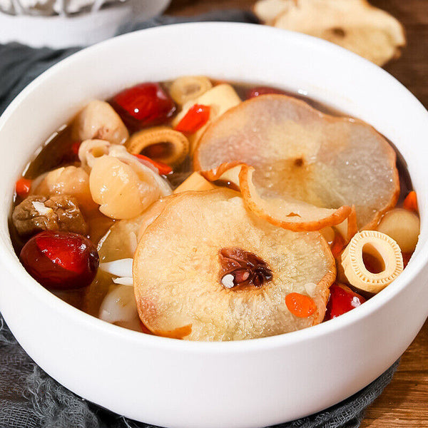 Pear Soup Healthy Drink Dried Pear Red Dates Fresh Lily Wolfberry Cinnamon Rock