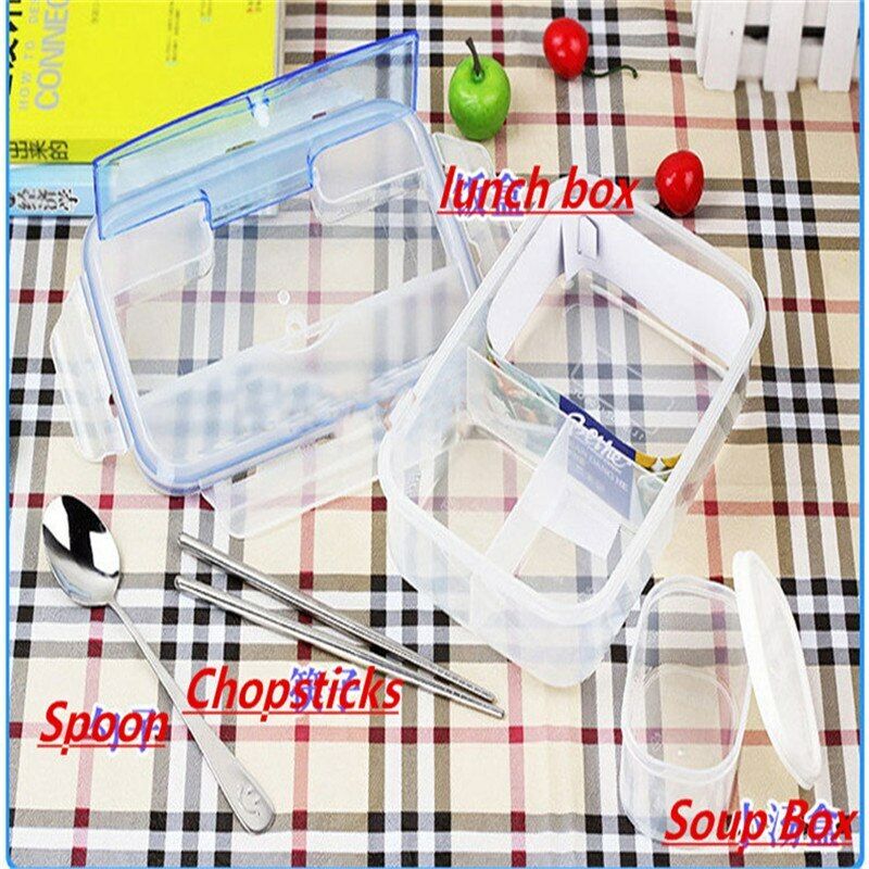 Plastic Clear Tableware Buckle LunchBox Can Microwave Oven Bento Dinnerware Nice