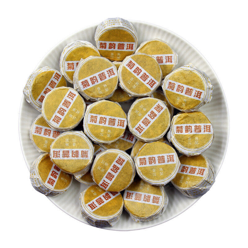 HelloYoung 500G 7gMini Chrysanthemum Pu-erh Ripe Tea Yunnan Chrysanthemum Pu-erh Round Cake