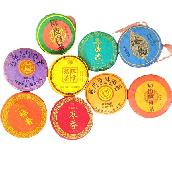 HelloYoung Yunnan Pu-erh raw tea ripe tea white tea sun black tea 7g thin slice tea