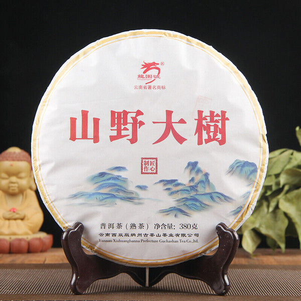 HelloYoung Long Yuan No. Pu'er Ripe Tea Cake Ancient Tree Yunnan Seven Seeds Cake 380g/cake