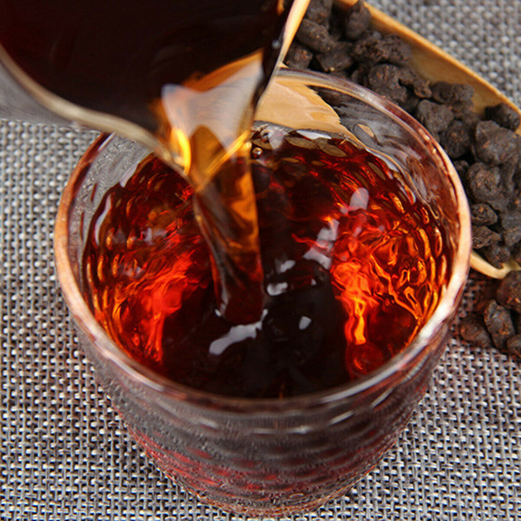 HelloYoung Ripe Pu-erh Tea  Packing GiftCooked Puerh Tea Handmade Bamboo Basket Yunnan 500g