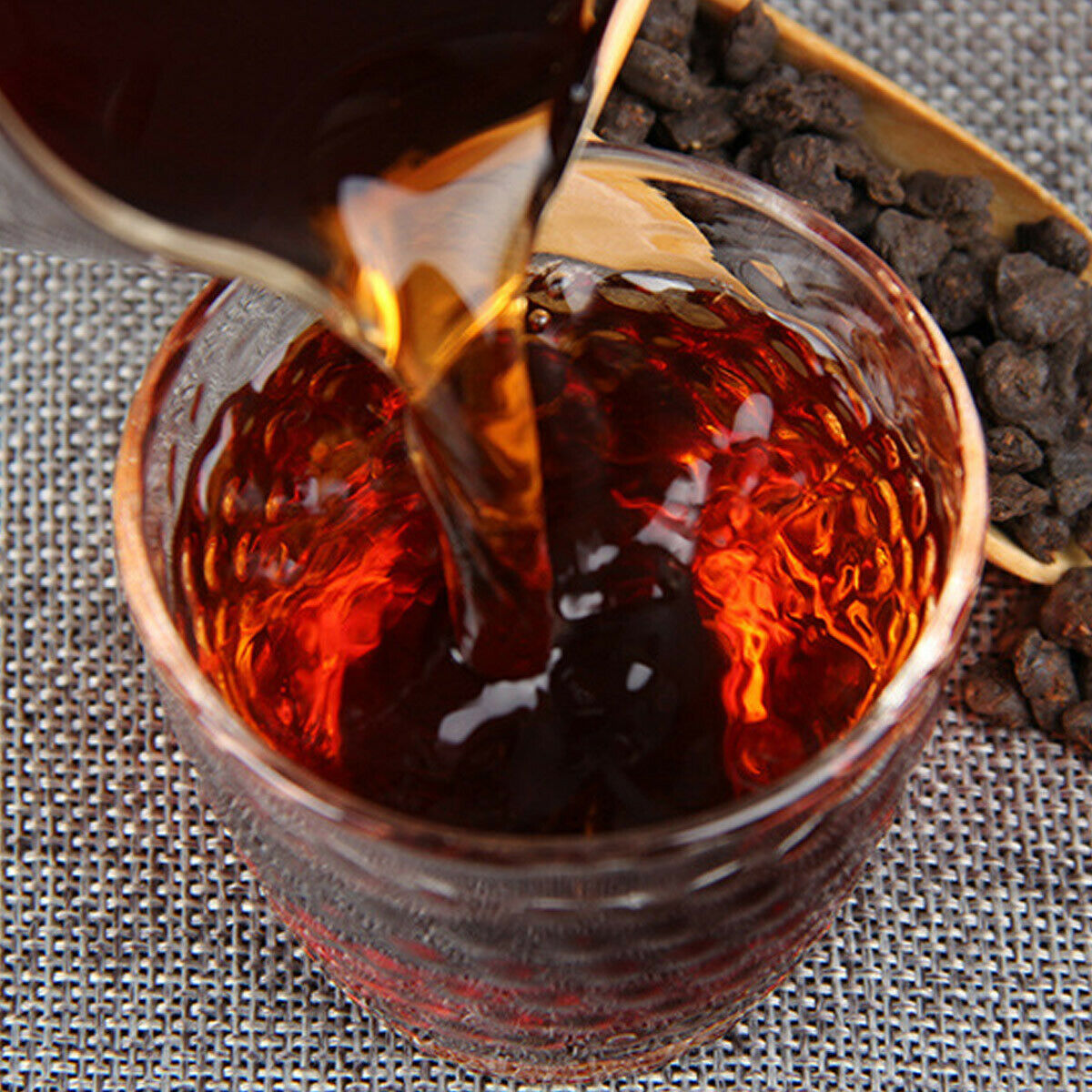 HelloYoung Ripe Pu-erh Tea  Packing GiftCooked Puerh Tea Handmade Bamboo Basket Yunnan 500g