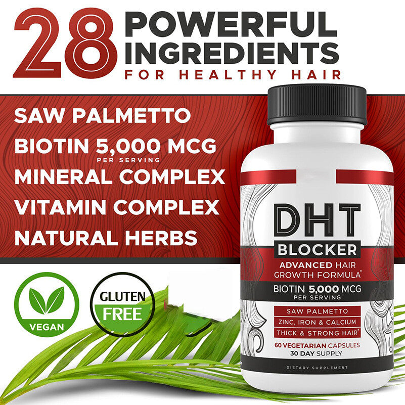 DHT Blocker Capsules Biotin 5000 MCG Hair Care 60 Capsules 30days Supply