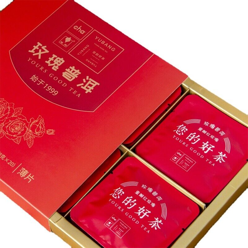 HelloYoung Puerh Tea Thinly Sliced Ripe Tea Rose Panax Ginseng Flower Icelandic Tea 160G