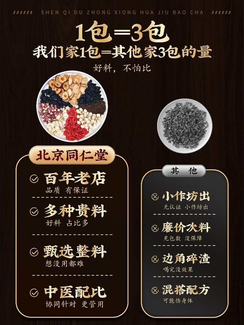 同仁堂Premium Men's Health Tea Ginseng Eight Treasures Tea Boosting Immunity Energy
