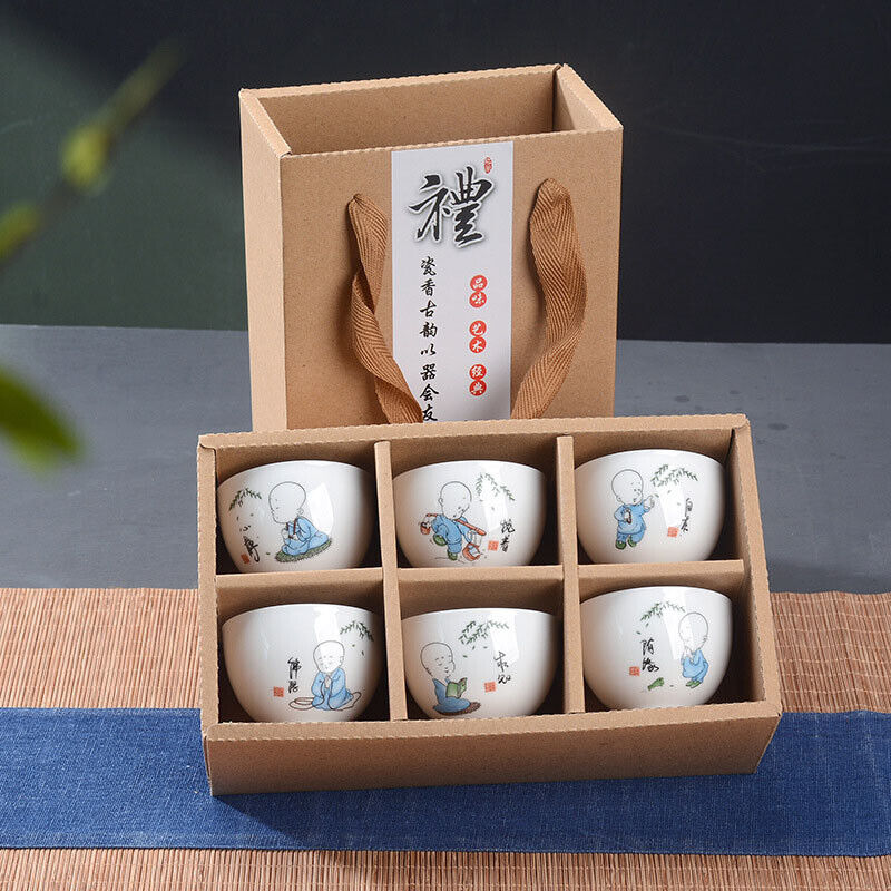 6Pcs Hand Painted Ceramic Creative Gifts Kung Fu Tea Set Bowl Chinese Porcelain
