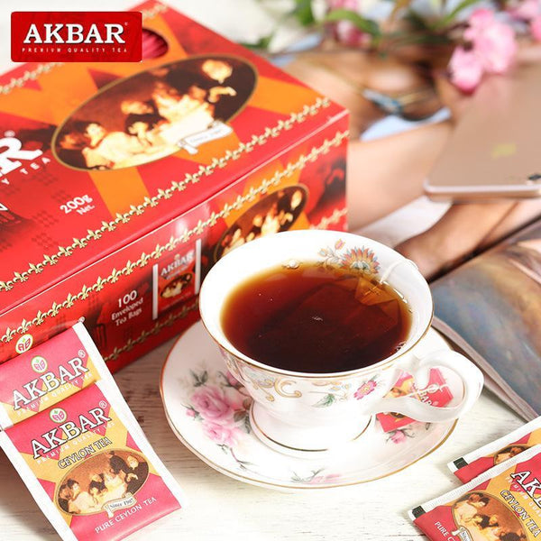 High Mountain Selected Ceylon Black Green Tea 100 Pcs AKBAR Sri Lanka Bagged Tea