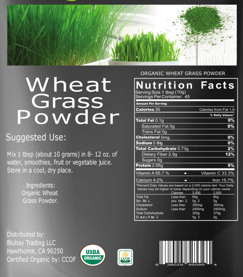 Wheat Grass Powder 1.1 lb - USDA Certified Organic -Non-Gmo Greens Superfood Main image