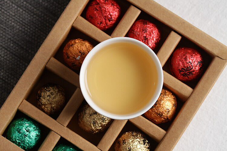 HelloYoung 21pcs Yunnan Pu'er Tea Colorful Dragon Pearl Handmade Dragon Pearl Pu'er Raw Tea