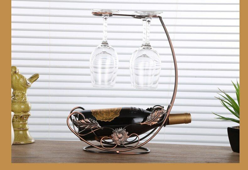 Wine Rack Freestanding Goblet Holder Bar Stand Bracket Bottle Holder Home Decor