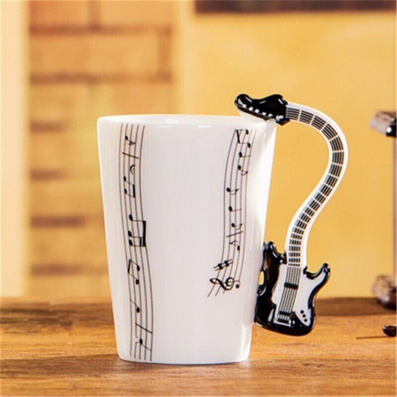 Milk Stave Cups with Handle Music Violin Guitar Ceramic Coffee Tea Drinkware Mug