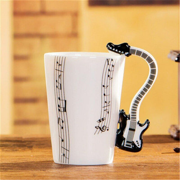Milk Stave Cups with Handle Music Violin Guitar Ceramic Coffee Tea Drinkware Mug