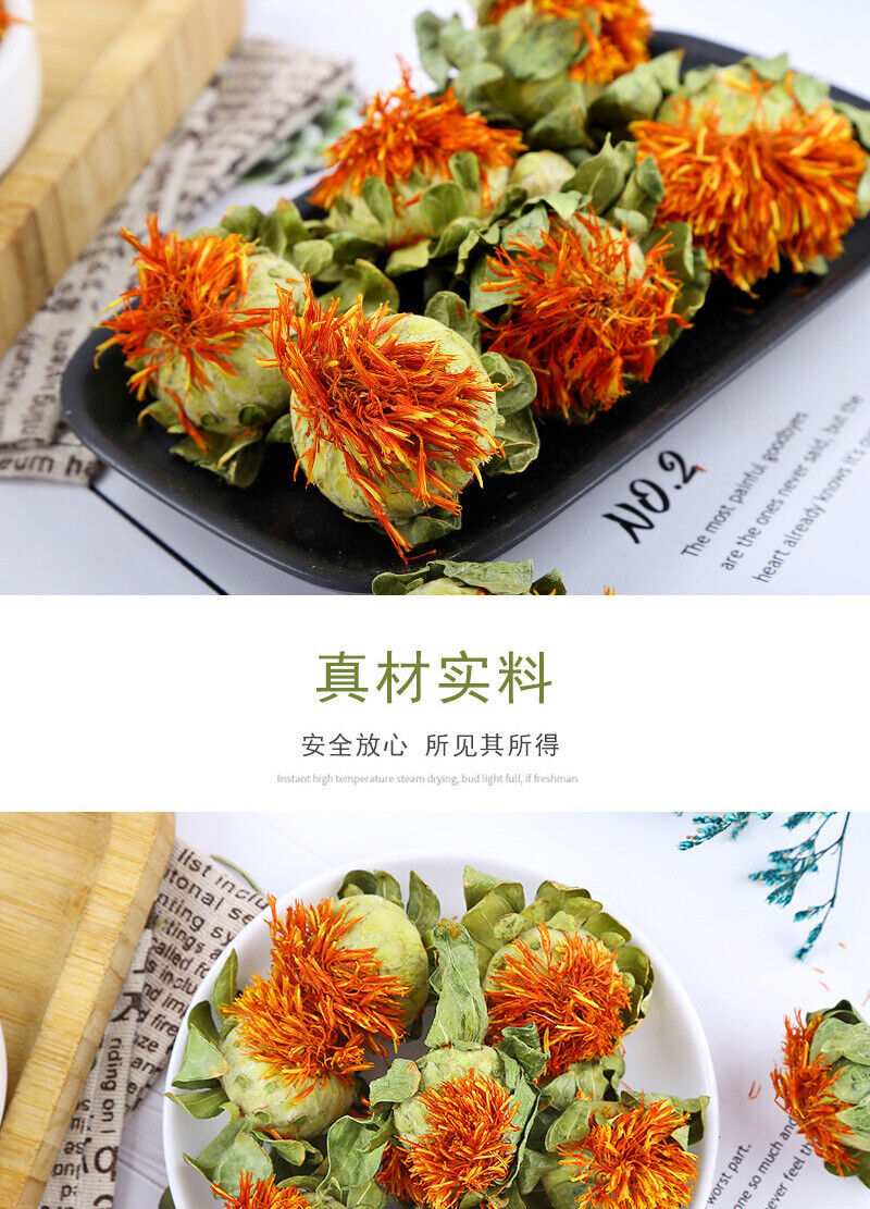 Straw Saffron Heads Straw Saffron Orange Pineapple Dried Flowers 500g