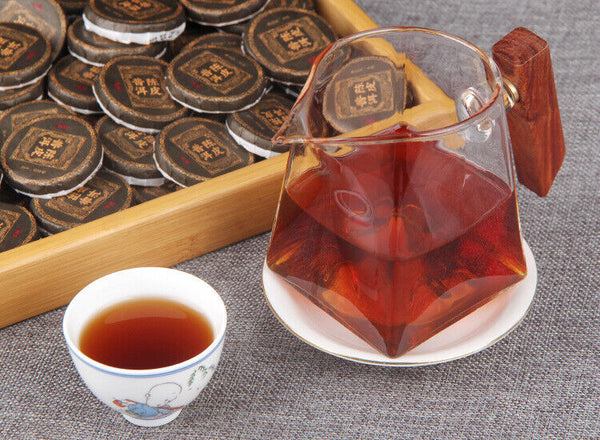 HelloYoung 500g Yunnan Chenpi Pu'er tea cake citrus ripe tea black tea small jade cake