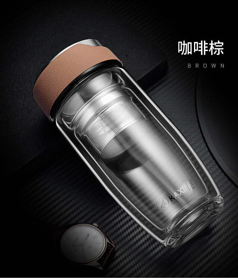 Double Glass Water Bottle Tea Transparent Bottles Stainless Steel Bottle Infuser
