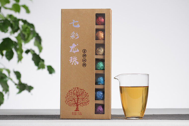 HelloYoung 21pcs Yunnan Pu'er Tea Colorful Dragon Pearl Handmade Dragon Pearl Pu'er Raw Tea