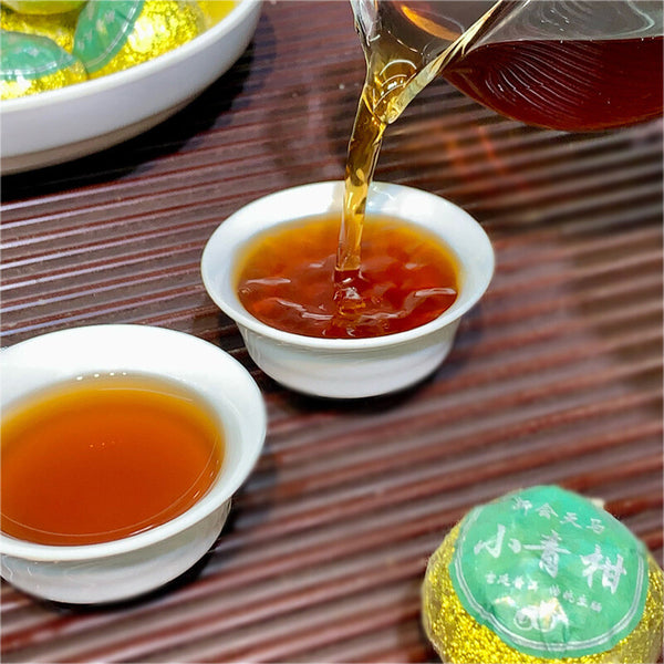 Xinhui Raw Sun-dried Xiaoqingkang Chen Pi Palace Golden Bud Puerh Ripe Tea 500g