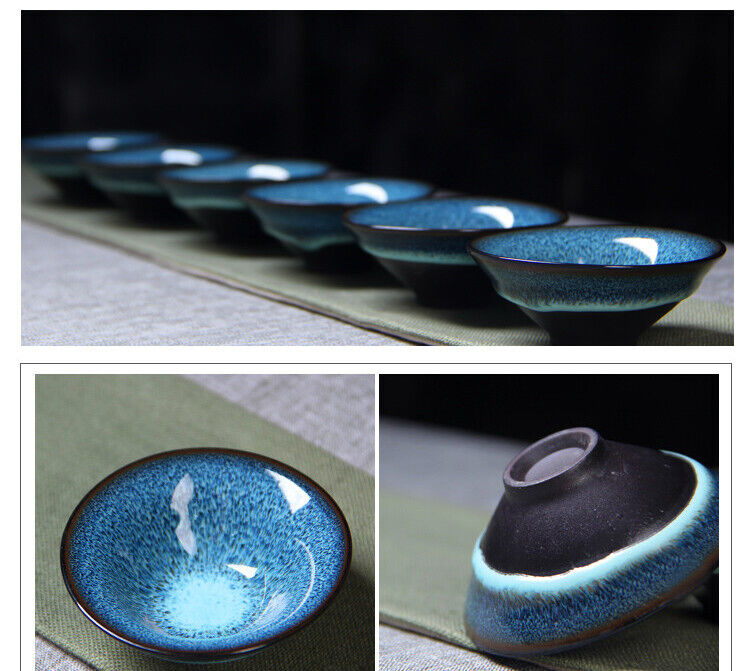Porcelain Set 6 Cups 1 Tea Pot Starry Sky Tea Set Jingdezhen  Kung Fu Tea Cup