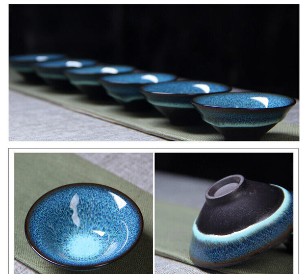 Porcelain Set 6 Cups 1 Tea Pot Starry Sky Tea Set Jingdezhen  Kung Fu Tea Cup