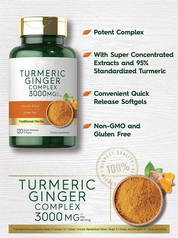 120 Softgels | by Carlyle Turmeric Curcumin & Ginger Complex 3000mg |