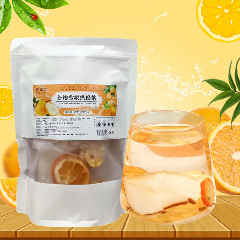 Dried Kumquat Snow Pear Hot Orange Tea with Rock Sugar Winter Beverage