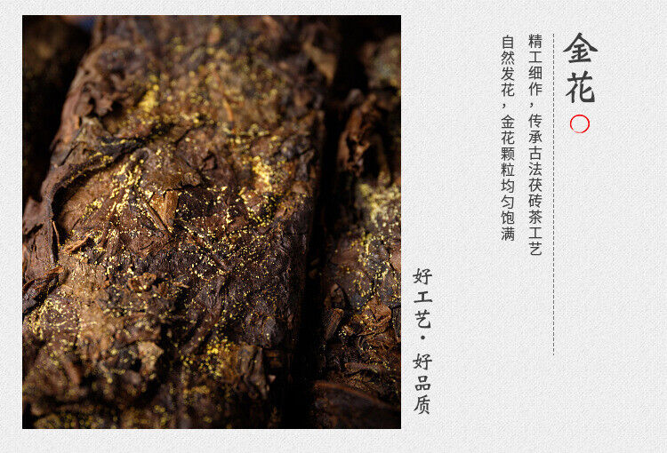 HelloYoung 1kg Anhua black tea hand-built por brick original golden Tianti Fu brick tea