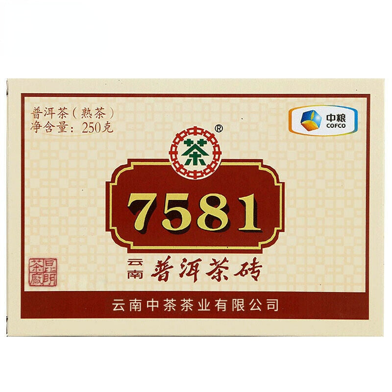 250g ZHONGCHA COFCO Classic Puer 7581 Ripe Puerh Brick Shu Cooked Pu'er Brick Main image
