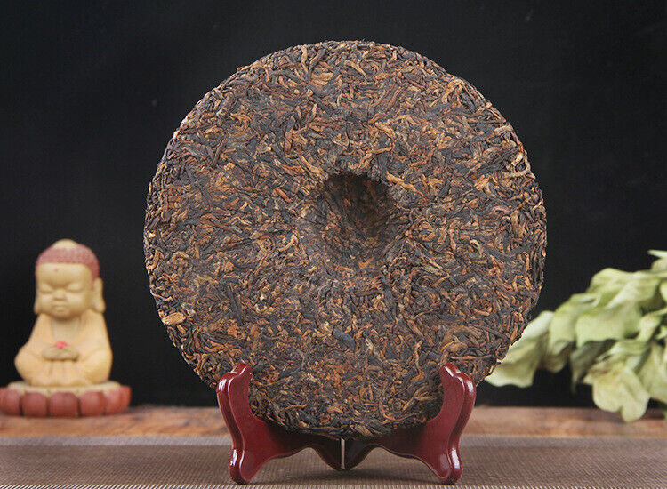 HelloYoung 357g Yunnan Pu'er Ripe Tea Cake 云南普洱熟茶西双版纳茶区年春茶357g御贡金饼 普洱熟茶