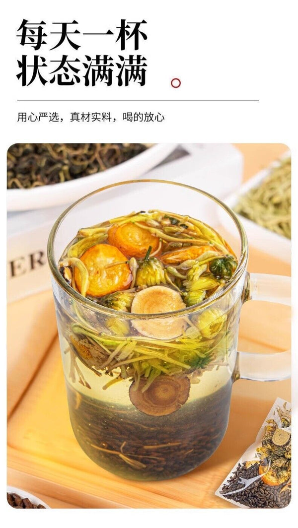 Dandelion, Kumquat, Rose,Honeysuckle Chrysanthemum Tea Bags for Late-Night Drink