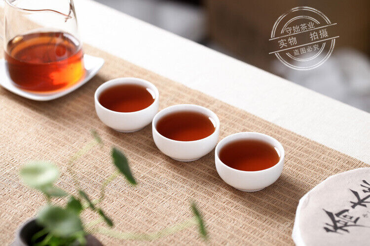 Yunnan Pu'er Thin Tea Cake Qiaomu Xiang Cake Tea Pu'er Ripe Tea 200g/7.05oz