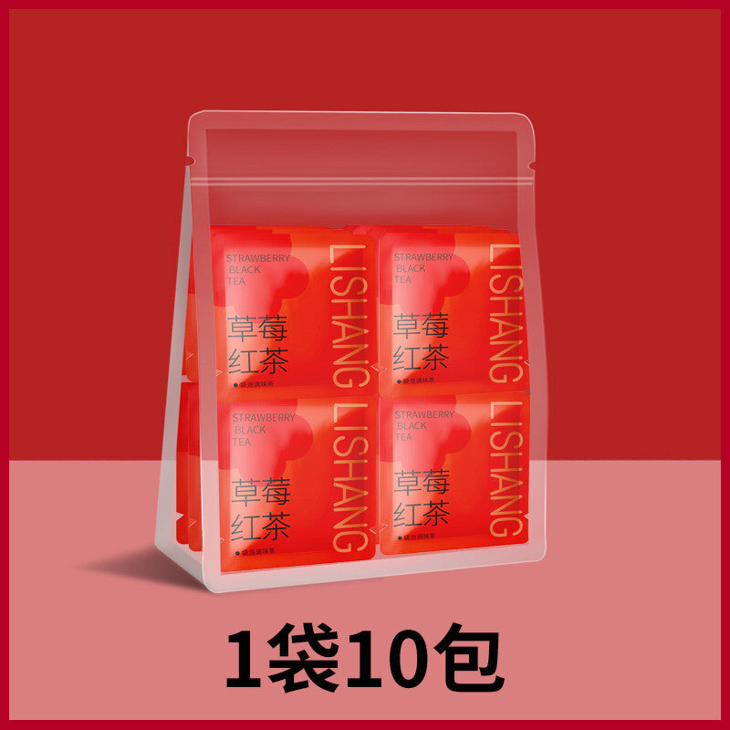 Strawberry Black Tea Triangle Tea Bags Ceylon Loose Leaf Cold Brew Tea