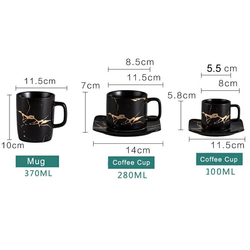 Water Cup Ceramic Tea Cup Saucer Set Porcelain Tea Cup Set Black Coffee Cup Set