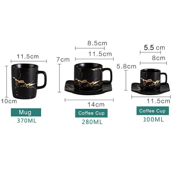 Water Cup Ceramic Tea Cup Saucer Set Porcelain Tea Cup Set Black Coffee Cup Set
